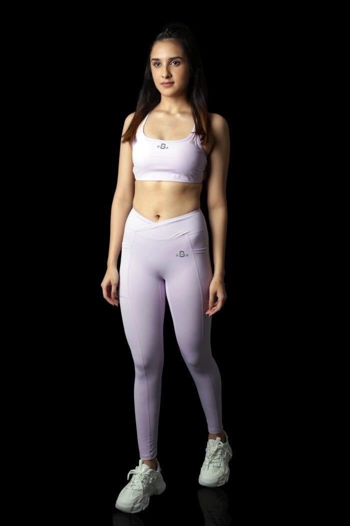 Soft Purple Strappy Backless Sports Set