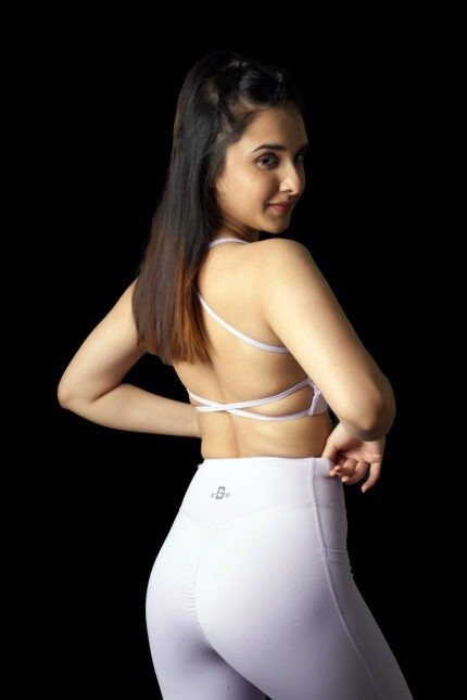 Soft Purple Strappy Backless Sports Bra