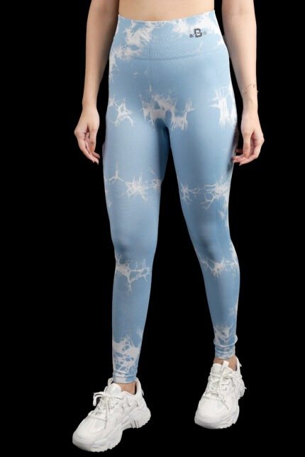 Baby Blue High Waist Tie-Die Scrunch Butt Leggings